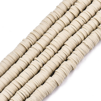 Handmade Polymer Clay Beads Strands, for DIY Jewelry Crafts Supplies, Heishi Beads, Disc/Flat Round, Tan, 6x0.5~1mm, Hole: 1.8mm, about 290~320pcs/strand, 15.75 inch~16.14 inch(40~41cm)