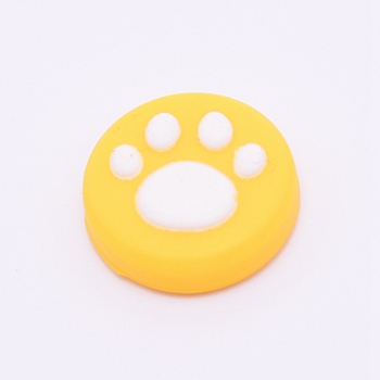 Silicone Replacement Cat Paw Thumb Grip Caps, Thumb Grips Analog Stick Cover, Yellow, 18x6.5mm, Inner Diameter: 13mm