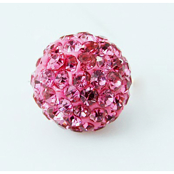 Polymer Clay Rhinestone Beads, Pave Disco Ball Beads, Grade A, Round, Rose, 8mm, Hole: 2mm