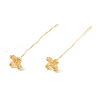 Brass Flower Head Pins, Golden, 48mm, Pin: 21 Gauge(0.7mm), Flower: 6.5x6.5mm