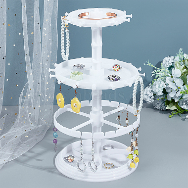 3-Tier Rotatable Round Acrylic Jewelry Display Tower with Tray(EDIS-WH0015-13B)-5