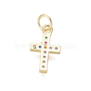 Brass Micro Pave Cubic Zirconia Tiny Cross Charms(ZIRC-I032-64G)-2