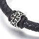 Quelques ensembles de bracelets avec cordon en cuir tressé(BJEW-JB03916)-3