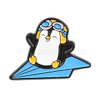 Penguin Alloy Enamel Pins, Black Lapel Pin Backs for Backpack Clothes, White, Pilot, 23x30mm(JEWB-G046-03A)