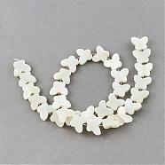Natural Sea Shell Beads Strands, Butterfly, Creamy White, 11.5x14~15x3mm, Hole: 0.8~0.9mm, about 30pcs/strand, 11.4 inch(SSHEL-Q296-38)