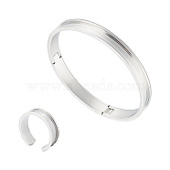 DIY Jewelry Making Finding Kit, Including 304 Stainless Steel Grooved Cuff Ring Settings, Stainless Steel Bangle Settings, Stainless Steel Color, 2Pcs/box(SJEW-UN0001-07)