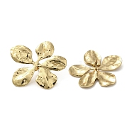 Ion Plating(IP) 304 Stainless Steel Stud Earrings, Flower, Real 18K Gold Plated, 35.5x41mm(EJEW-C082-04B-G)