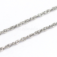 304 Stainless Steel Singapore Chains, Water Wave Chains, Unwelded, Stainless Steel Color, 0.3mm(CHS-O005-39C)