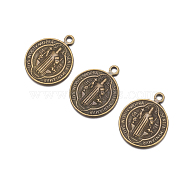 Tibetan Style Pendants, Saint Benedict Medal, Cadmium Free & Nickel Free & Lead Free, Religion, Flat Round with Word, Antique Bronze, 21x18x2mm, Hole: 1mm, about 480pcs/1000g(TIBEB-A9489-AB)