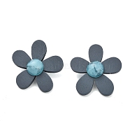 Alloy Plastic Studs Earrings for Women, Flower, 43x43mm(EJEW-K280-01A)