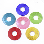 Spray Painted Freshwater Shell Pendants, Donut, Mixed Color, 60x3mm, Hole: 23.5mm(SHEL-S276-56A)