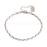 Brass Box Chain Bracelets, with Lobster Claw Clasps, Long-Lasting Plated, Word Good Luck, Antique Silver, 6-3/4 inch(17.2cm)(BJEW-H537-03AS)