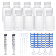 DIY Kit, with Plastic Liquid Reagent Bottle, Label Paster, Plastic Funnel Hopper, Pipettes Dropper and Dispensing Syringe, Clear, 37x6~37mm, Hole: 2mm(DIY-BC0002-22)