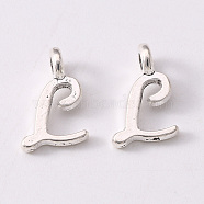 Tibetan Style Alloy Charms, Cadmium Free & Lead Free, Antique Silver, Letter.L, L: 12x6.5x1.5mm, Hole: 1.8mm(TIBEP-R361-01L-AS-RS)