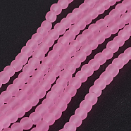 Transparent Glass Bead Strands, Frosted, Round, Pearl Pink, 4mm, Hole: 1.1~1.6mm, about 200pcs/strand, 31.4 inch(GLAA-S031-4mm-20)