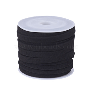 Faux Suede Cord, Faux Suede Lace, Black, 4x1.5mm, about 5.46 yards(5m)/roll(X-LW-R003-4mm-1090)