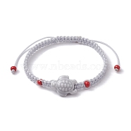Porcelain Tortoise Braided Bead Bracelets, Nylon Adjustable Bracelet, Light Grey, Inner Diameter: 2~2-7/8 inch(5~7.3cm)(BJEW-JB10058-04)