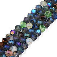 Electroplate Glass Beads Strands, Frosted Style, AB Color Plated, Faceted, Round, Colorful, 5.5~6x5~6mm, Hole: 0.9mm, about 69~70Pcs/strand, 15.75~16.04 inch(40~41cm)(EGLA-Q026-015)
