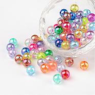 Transparent Acrylic Beads, Round, AB Color, Mixed Color, 8mm, Hole: 1.5mm(X-PL734M)