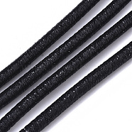 PVC Tubular Synthetic Rubber Cord, Hollow Pipe, with Glitter Powder, Black, 4mm, Hole: 1.8mm, about 54.68 yards(50m)/bundle(RCOR-T002-02B-01)