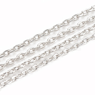 Brass Cable Chains, Diamond Cut Chains, Soldered, Faceted, with Spool, Oval, Real Platinum Plated, 2.3x1.4x0.3mm, about 98.42 Feet(30m)/roll(CHC-S003-04P)