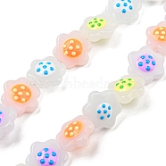 Glass Beads Strands, with Enamel, Flower, Colorful, 18x19.5~20x7.5~8mm, Hole: 1.4mm, about 20pcs/strand, 13.11''(33.3cm)(LAMP-R145-01)