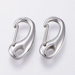 304 Stainless Steel Push Gate Snap Keychain Clasp Findings, Stainless Steel Color, 21x11x5mm(X-STAS-G039-04P)
