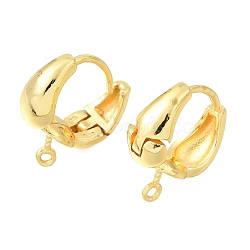 Brass Huggie Hoop Earring Findings, with Horizontal Loops, Long-Lasting Plated, Rack Plating, Golden, 15x13x6.5mm, Hole: 1mm, Pin: 1mm(KK-C258-06B-G)