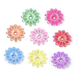 Opaque AS Plastic Bead Caps, Pearlized, Flower, Mixed Color, 32x32x7mm, Hole: 4mm, about 350pcs/500g(MACR-S365-05)