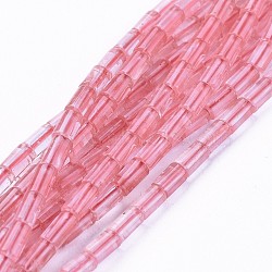Cherry Quartz Glass Beads Strands, Column, 4.5~5.5x3mm, Hole: 0.6mm, about 80pcs/strand, 15.3~15.7 inch(39~40cm)(G-F600-01)
