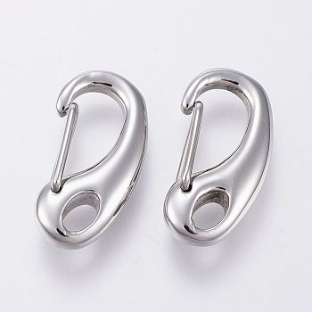 304 Stainless Steel Push Gate Snap Keychain Clasp Findings, Stainless Steel Color, 21x11x5mm