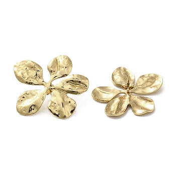Ion Plating(IP) 304 Stainless Steel Stud Earrings, Flower, Real 18K Gold Plated, 35.5x41mm