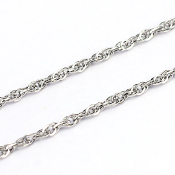 304 Stainless Steel Singapore Chains, Water Wave Chains, Unwelded, Stainless Steel Color, 0.3mm