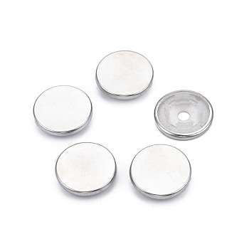 Iron Snap Button Findings, with Plastic, Snap Caps, Garment Buttons, Flat Round, Nickel Free & Lead Free, Platinum, 22.5x5.5mm, about 6pcs/set