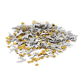 Plastic Table Scatter Confetti, for Christmas Party Decorations, Christmas Reindeer/Stag/Deer & Tree & Star, Grey & Gold, 6~18.8x6~17.8x0.3mm