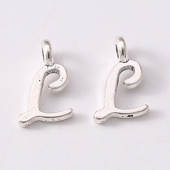 Tibetan Style Alloy Charms, Cadmium Free & Lead Free, Antique Silver, Letter.L, L: 12x6.5x1.5mm, Hole: 1.8mm