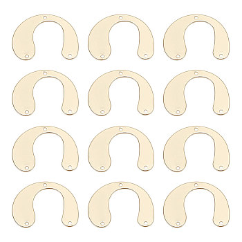 BENECREAT 12Pcs Brass Chandelier Components Links, Arch/U Shaped, Real 14K Gold Plated, 20x24.5x0.6mm, Hole: 1.2mm