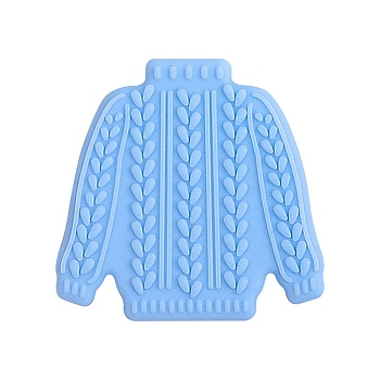 Sweater Silicone Focal Beads, Light Sky Blue, 21.5x21.5x7mm, Hole: 2mm