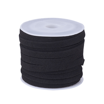 Faux Suede Cord, Faux Suede Lace, Black, 4x1.5mm, about 5.46 yards(5m)/roll