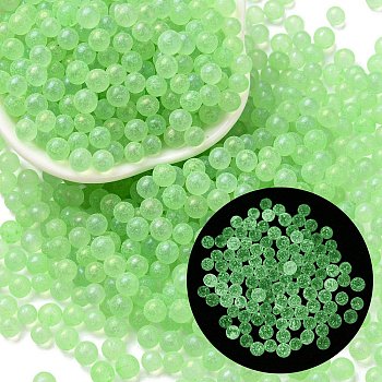 Luminous Glow in the Dark Transparent Glass Round Beads, No Hole/Undrilled, Lime, 5mm, about 2800Pcs/bag