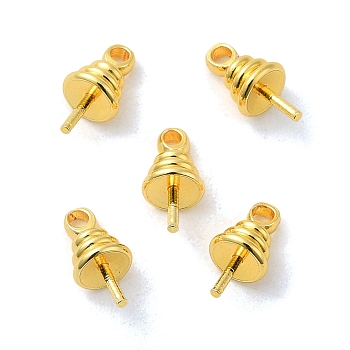 Rack Plating Brass Cup Peg Bails Pin Pendants, Long-Lasting Plated, for Half Drilled Beads, Real 18K Gold Plated, 9.5x5mm, Hole: 1.5mm, Pin: 0.8mm