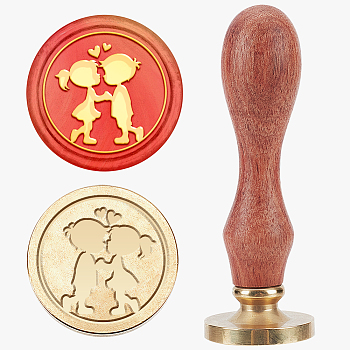 Wax Seal Stamp Set, Sealing Wax Stamp Solid Brass Head, Wood Handle Retro Brass Stamp Kit Removable, for Envelopes Invitations, Gift Card, Human, 83x22mm