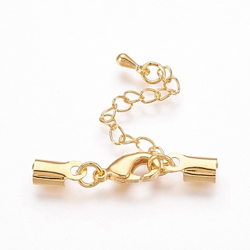 Brass Chain Extender, with Alloy Teardrop Charms, Cadmium Free & Nickel Free & Lead Free, Golden, 32mm