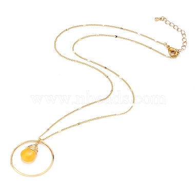 Teardrop Glass Beads Pendant Necklaces(NJEW-JN03205-03)-2