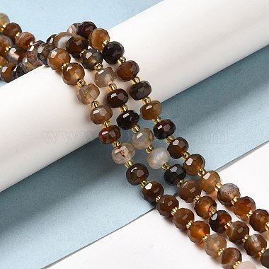 Natural Coffee Stripe Agate/Banded Agate Beads Strands(G-P508-A02-01)-2