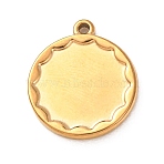 304 Stainless Steel Pendant Cabochon Settings, Non-open Back Settings, Golden, Flat Round, 18x15x2mm, Hole: 1.2mm(STAS-Z204-04G-04)