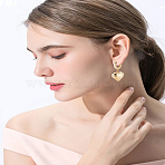 1 Pair Brass Hoop Earrings, Heart, Golden, 27.5x15.5mm(EJEW-LP0007-123G)
