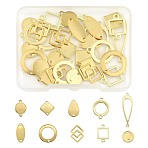 30Pcs 10 Styles Stainless Steel & Brass & Alloy Connector Charms, Rhombus Square Teardrop, Mixed Shapes, Golden, 10~30x7.5~16x0.5~1.2mm, Hole: 1.2~2.5mm(FIND-FS0004-94)