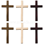 6Pcs 3 Colors Wood Cabochons, with Screw, Cross, Mixed Color, 120x70x10mm, 2pcs/color(WOOD-PH0003-51A)