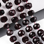 Natural Garnet Beads Strands, with Seed Beads, Faceted, Rondelle, 7~8.5x5~7mm, Hole: 1mm, about 44~56pcs/strand, 14.96~15.55 inch(38~39.5cm)(G-T144-A01-04)